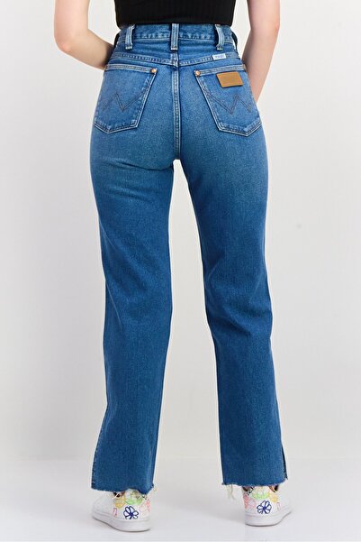 WRANGLER Women Regular Fit Mid Rise Straight Leg No Stretch Jeans, Mid Blue
