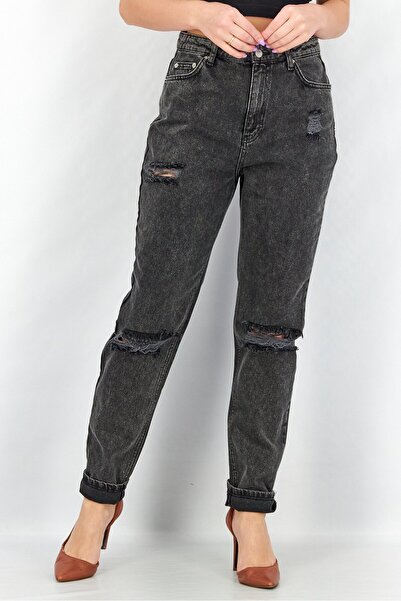 NA-KD Anika Teller x Women Straight Rip Non Stretchable Jeans, Charcoal