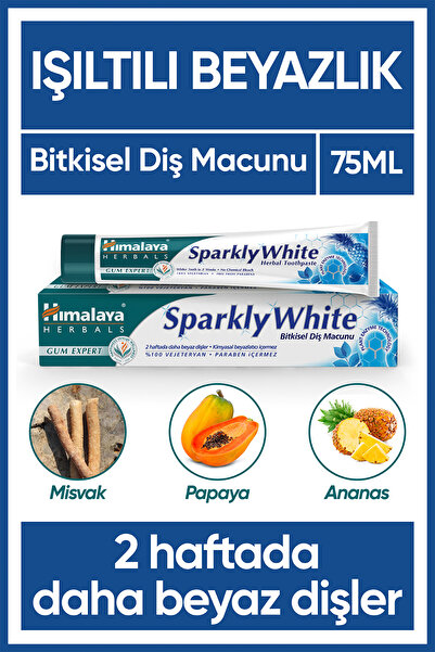 Himalaya Since 1930 Işıltılı Beyazlık Bitkisel Beyazlatıcı Diş Macunu, Florürsüz, Parabensiz, Bitkisel Enzim, 75 ml