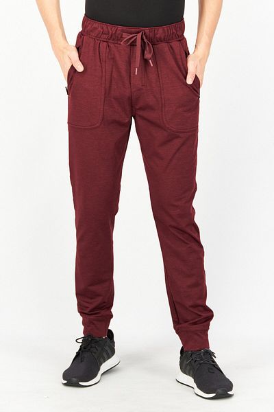 gaiam Men Regular Fit Plain Heather Pants, Maroon