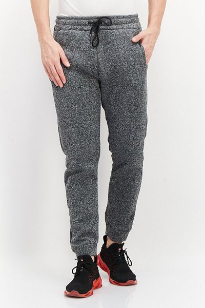 JGX Men 2 Pcs Sportswear Fit Heather Outdoor Sweatpants, Black