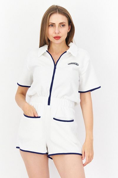 adidas Women Sportswear Fit Embroidered Logo Romper, White