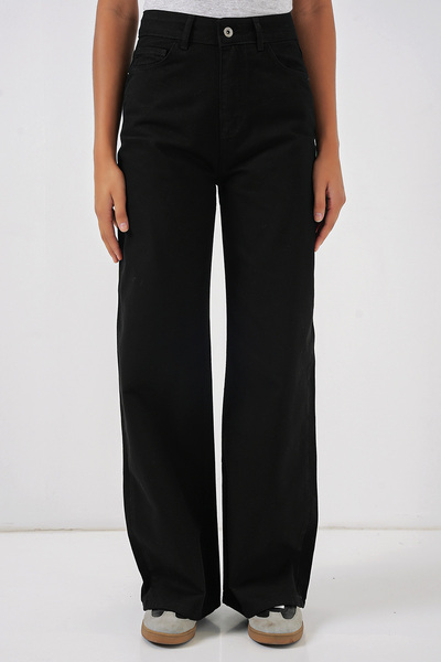 Bigdart Women's Wide Leg High Waist Palazzo Gabardine Pants 6656 - D. Black