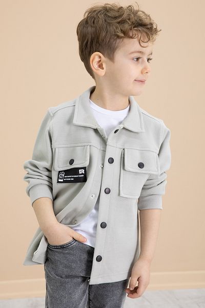 Cansın Mini Gray Pocket Flap Shirt and Jean Pants Boy's 3-Piece Suit 20021
