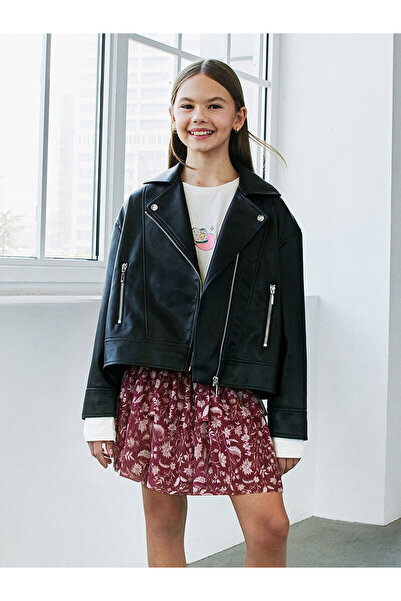 LC Waikiki LCW Kids Kız Çocuk Deri Görünümlü Mont