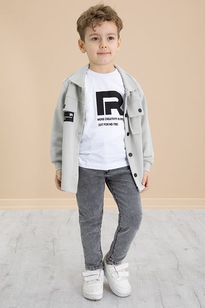 Cansın Mini Gray Pocket Flap Shirt and Jean Pants Boy's 3-Piece Suit 20021