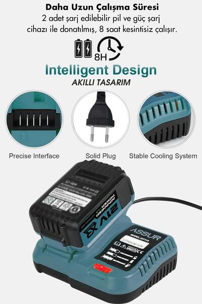 ASSUR PLUS ASSUR 21v Akülü 5 li Set Kırıcı Delici Hilti Taşlama Somun Sıkma Akülü Vidalama Budama Testere