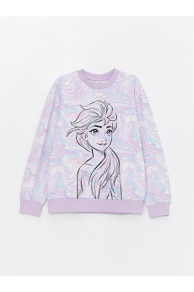LC Waikiki Crew Neck Elsa Printed Long Sleeve Girl's Sweatshirt