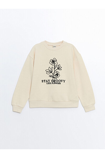 LC Waikiki Lcw Kids Beige Crew Neck Girl's Thick Sweatshirt