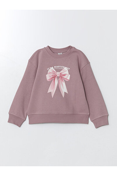 LC Waikiki LCW Kids Lila Bisiklet Yaka Kız Çocuk Kalın Sweatshirt