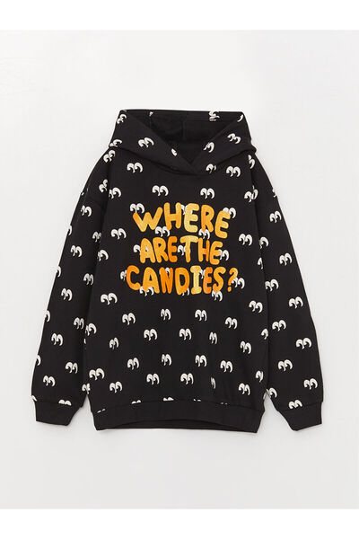 LC Waikiki H12 με τύπωμα Μακρυμάνικο κοριτσίστικο φούτερ με κουκούλα