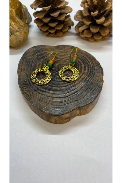 Porsuk Alternatif Handmade Ethnic Authentic Design Brass Earrings