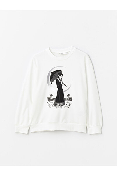 LC Waikiki Hanorac pentru fete cu mânecă lungă, cu imprimeu Wednesday, Peak N...