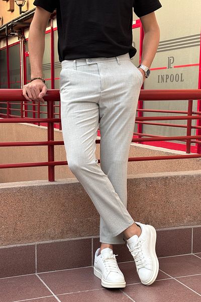 inpool Ανδρικό Slim Fit Old Money Culture Λεπτομέρεια ελαστικό υφασμάτινο παντελόνι ASP02