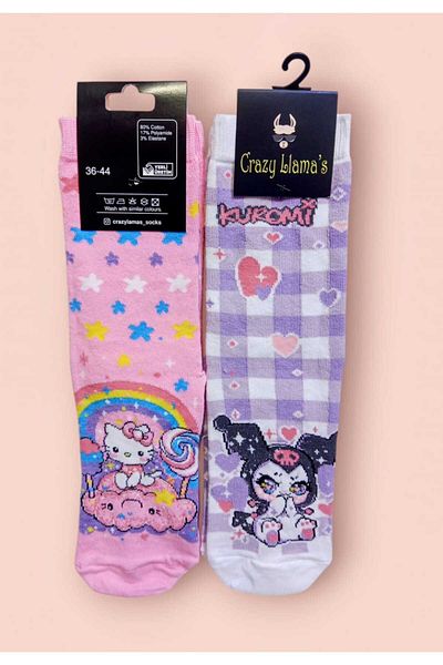 izmir yazici servis Комплект чорапи Kuromi Hello Kitty от 2 части, подаръчен комплект детски чорапи