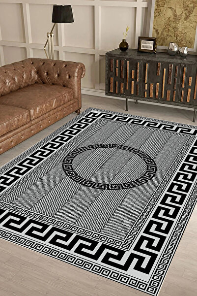 UZZA Salon Halısı Geometrik İskandinav Eskitmeli Dijital Baskı Yıkanabilir Ka...