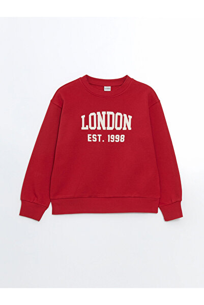 LC Waikiki Hanorac pentru fete cu imprimeu London, roșu, cu gât roșu LCW Kids