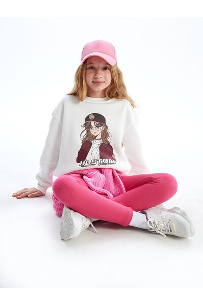 LC Waikiki LCW Kids Crew Neck για κορίτσια Crop χοντρό φούτερ