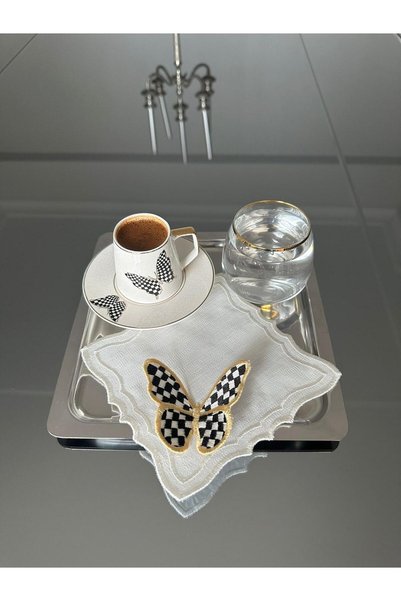 LİNDA MİA Fluttering Butterfly Embossed Cocktail Napket Single Piece