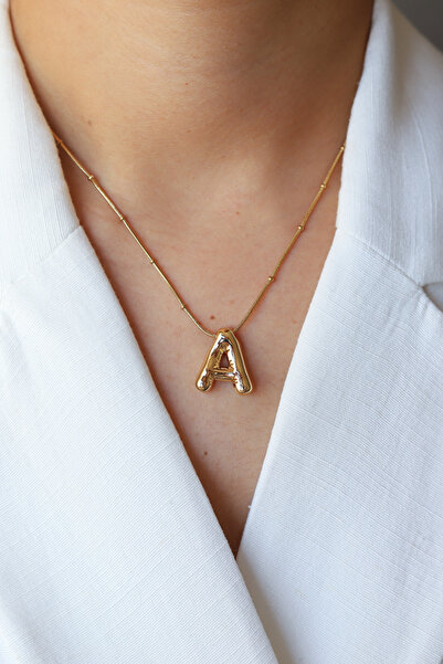 Brillo قلادة من الفولاذ الذهبي موديل بالون الرسالة