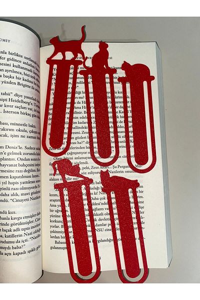 3B tasarım Book Mark Set of 5 Bookmarks with Cat Figures Gift Idea for Book Lovers