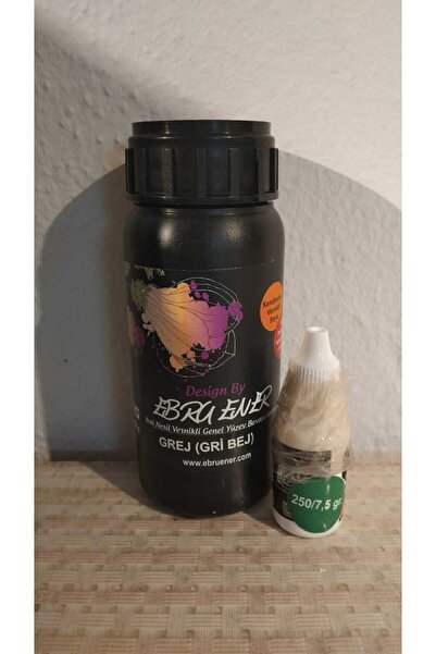 Ebru Ener Anka Vernikli Genel Yüzey Boyası Grej (Gri Bej) 250 gr. ve Katkı Ma...