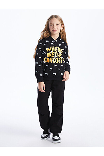 LC Waikiki H12 με τύπωμα Μακρυμάνικο κοριτσίστικο φούτερ με κουκούλα