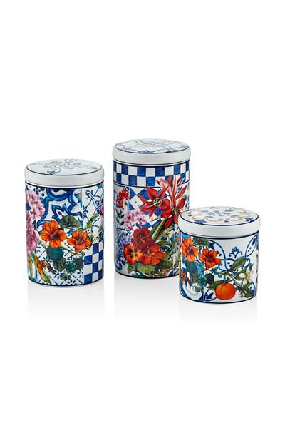 esdekor Italy Garden 3-Piece Jar Set 16cm 13.8cm 10cm Floral