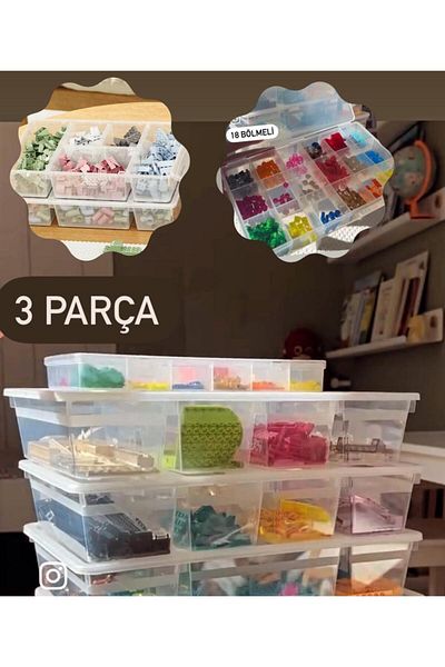 Bayev Set organizator de jucării din 3 piese - 2 bucăți Luna 1 bucată Organizator de mărgele cu 18 compartimente