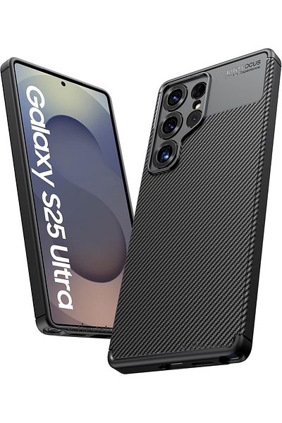 m.tk moveteck حافظة هاتف Galaxy S25 Ultra مع حماية للكاميرا من البارز ونمط كربوني وغطاء أسود واقٍ مقاوم للألوان