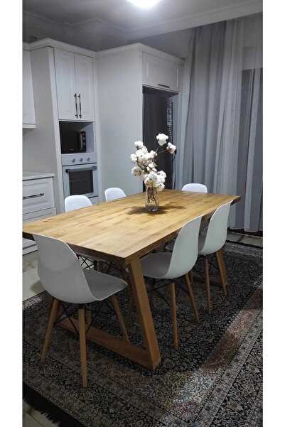 BRK Design Tasarım Doğal Ağaç Ayak Ahşap Yemek Masası / Toplantı Masası / Çal...