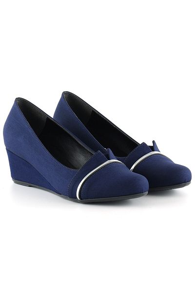 Erkan Saçmacı Παπούτσια Colel Navy Blue Crepe Wedge με τακούνι