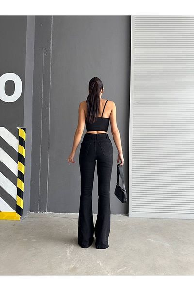LİMABEL Silver Black Spanish Flare Jeans - High Waist Lycra by Milan Julia Vanessa 2025