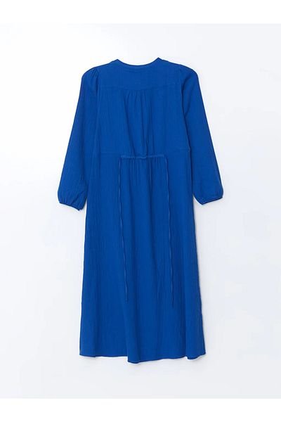 LC Waikiki Γυναικείο φόρεμα LCWAIKIKI Classic Blue Judge Collar Muslin