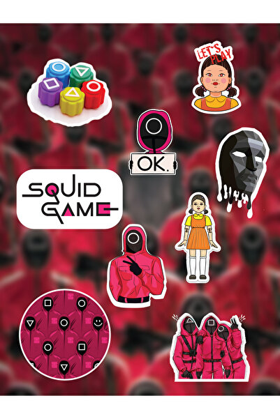 GiginGo Σετ αυτοκόλλητων Squid Game - 10 τεμάχια (5-7 cm)
