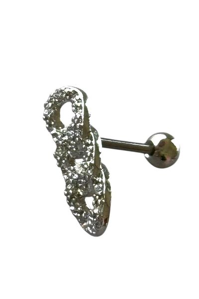 TAKIŞTIR Silver Color Stone Detailed Surgical Steel Tragus/Cartilage Earring/Piercing (Single)
