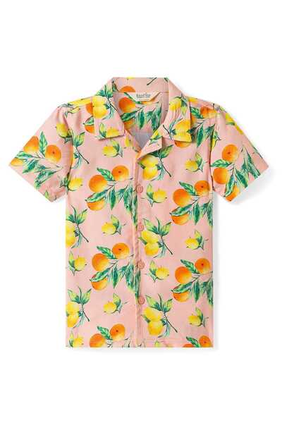 Bonfino Bonfino Lemon Printed Oversized Resort Shirt - Peach