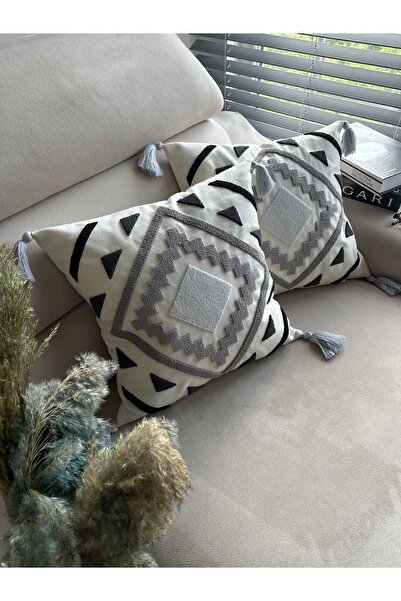 Reset Punch Embroidered 2 Pieces Throw Pillow Cover