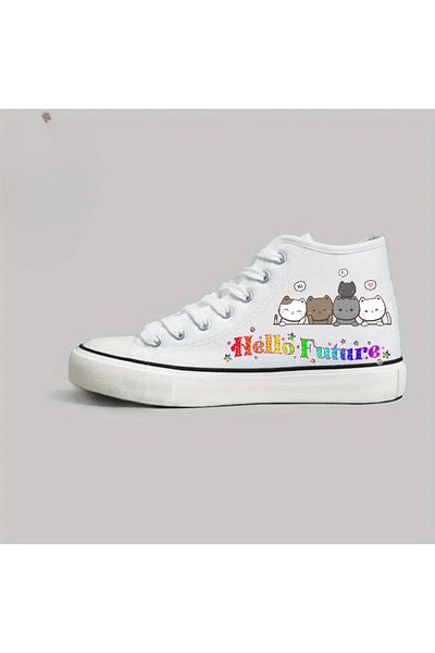 Touz Moda Hello Future Cat τυπωμένα Unisex παπούτσια καμβά