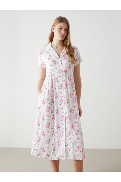 LC Waikiki Xside Pink Floral Women's Shirt Dress with Nevavm Difference - S5H...