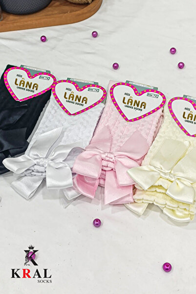 KRAL SOCKS Κοριτσίστικες κάλτσες (4 ΖΕΥΓΑ) Πολύχρωμες βαμβακερές σχολικές κάλτσες με σχέδιο κορδέλας