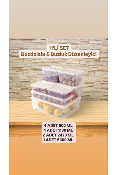 VİZYON Refrigerator Organizer Set Refrigerator Organizer Storage Container Diffuse Compatible Storage Container Set