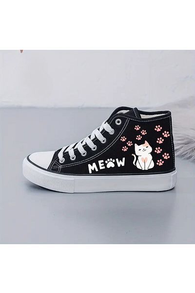 Touz Moda Meow Printed Unisex Canvas Shoes