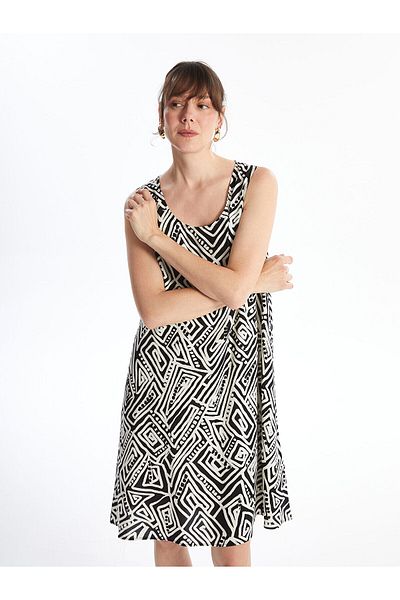 LC Waikiki Crew Neck Patterned Women's Dress