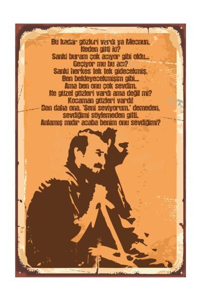 Pi Dekorasyon Leyla Ile Mecnun Uzun Replik Retro Vintage Ahşap Poster