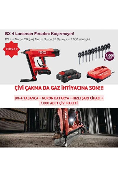 Hilti BX 4-22 AKÜLÜ ÇİVİ ÇAKMA TABANCA SETİ (7.000 ad çivi dahil)
