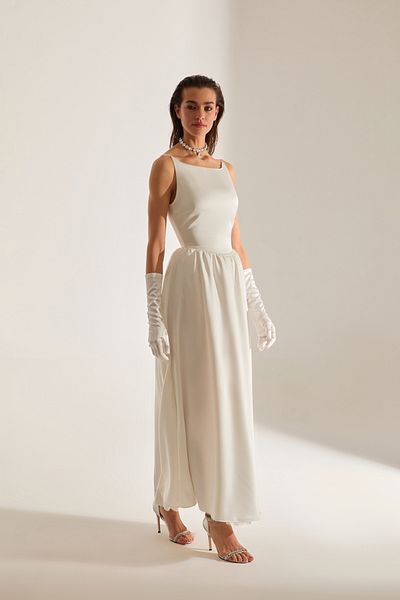 BETTY & SAM Heaven Flared Skirt Straps White Engagement Dress
