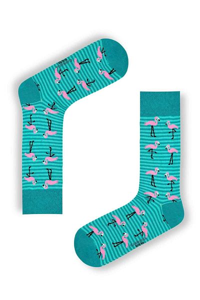 CARNAVAL SOCKS Πολύχρωμες κάλτσες με σχέδιο Flamingo