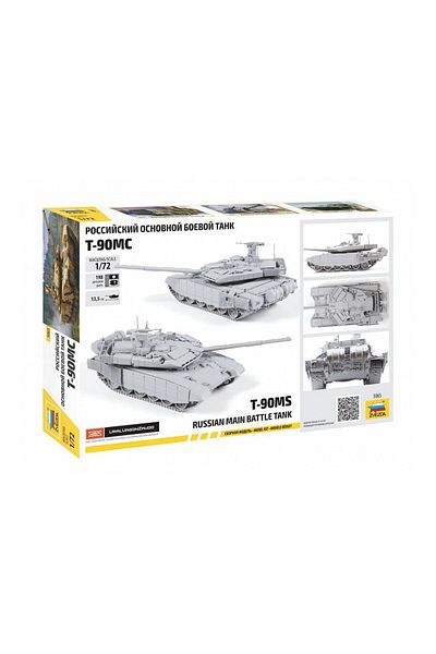 Zvezda 1/72 Russian T-90Ms Plastic Tank Model Kit, Unassembled Hobby Set