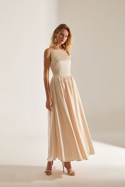 BETTY & SAM Heaven Flared Skirt Suspender Ecru Engagement Dress